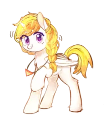 Size: 1667x1877 | Tagged: artist needed, safe, derpibooru import, oc, oc:可乐, unofficial characters only, alicorn, pony, 2019 community collab, derpibooru community collaboration, alicorn oc, braid, chest fluff, female, folded wings, heart eyes, horn, jewelry, leg fluff, looking at you, mare, necklace, raised hoof, simple background, smiling, solo, standing, transparent background, wingding eyes, wings