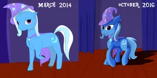 Size: 6002x3000 | Tagged: safe, artist:kickassking, derpibooru import, trixie, pony, unicorn, cape, clothes, female, hat, mare, redraw, solo, stage, trixie's cape, trixie's hat