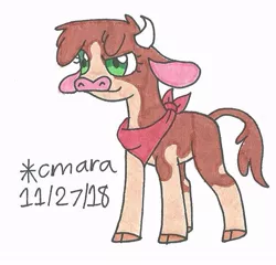 Size: 771x739 | Tagged: arizona cow, artist:cmara, bandana, cloven hooves, community related, cow, derpibooru import, female, marker drawing, safe, simple background, solo, them's fightin' herds, traditional art, white background