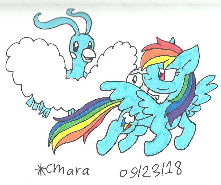 Size: 992x833 | Tagged: altaria, artist:cmara, castform, crossover, derpibooru import, pokémon, rainbow dash, safe