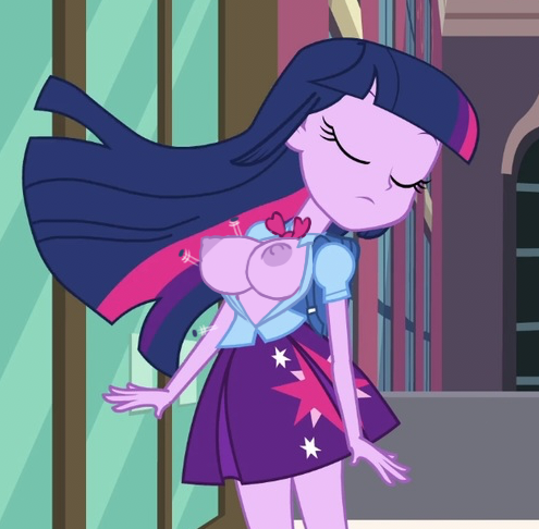 Size: 495x486 | Tagged: questionable, derpibooru import, edit, edited screencap, editor:mlp-gft, screencap, twilight sparkle, equestria girls, equestria girls (movie), areola, big breasts, breasts, busty twilight sparkle, button popping, clothes, exposed breasts, eyes closed, female, nipples, no bra underneath, nudity, open clothes, open shirt, solo, solo female, wardrobe malfunction