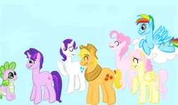 Size: 781x461 | Tagged: applejack, applejack (male), artist:sancinglique, barb, bubble berry, butterscotch, derpibooru import, dusk shine, elusive, failure sucess song, fluttershy, mane seven, mane six, pinkie pie, rainbow blitz, rainbow dash, rarity, rule 63, safe, spike, twilight sparkle