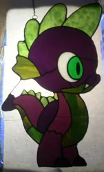Size: 1345x2225 | Tagged: artist:senatormars, craft, derpibooru import, irl, photo, safe, spike, stained glass, stained glass (irl)