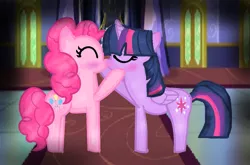 Size: 1193x785 | Tagged: safe, artist:star-melodyyt, derpibooru import, pinkie pie, twilight sparkle, twilight sparkle (alicorn), alicorn, female, kissing, lesbian, shipping, twinkie