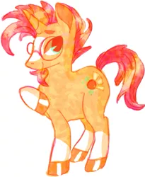 Size: 477x582 | Tagged: safe, artist:lionsca, derpibooru import, sunburst, pony, unicorn, coat markings, cute, dappled, facial hair, glasses, goatee, male, raised hoof, solo, sunburst's glasses