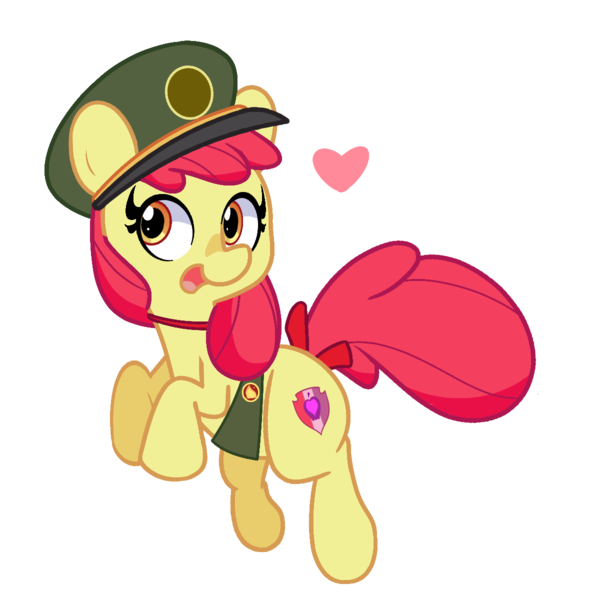 Size: 1200x1200 | Tagged: safe, artist:turtlefarminguy, derpibooru import, apple bloom, earth pony, pony, cutie mark, female, filly, filly guides, hat, heart, simple background, solo, the cmc's cutie marks, transparent background