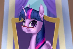 Size: 3000x2000 | Tagged: safe, artist:mercurial64, derpibooru import, twilight sparkle, twilight sparkle (alicorn), alicorn, pony, female, glasses, heart eyes, looking at you, mare, smiling, solo, wingding eyes