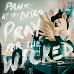 Size: 894x894 | Tagged: safe, artist:aldobronyjdc, derpibooru import, ponified, pegasus, pony, album cover, brendon urie, male, panic! at the disco, ponified album cover, pray for the wicked, spread wings, stallion, wings