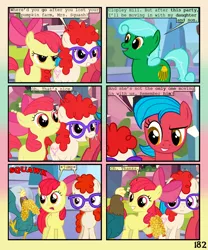 Size: 900x1080 | Tagged: safe, artist:lister-of-smeg, derpibooru import, apple bloom, twist, oc, oc:crosspatch, oc:scavenger (lister-of-smeg), oc:winter squash, cockatrice, earth pony, pony, comic:crystal heart attack, corn, female, food, mare