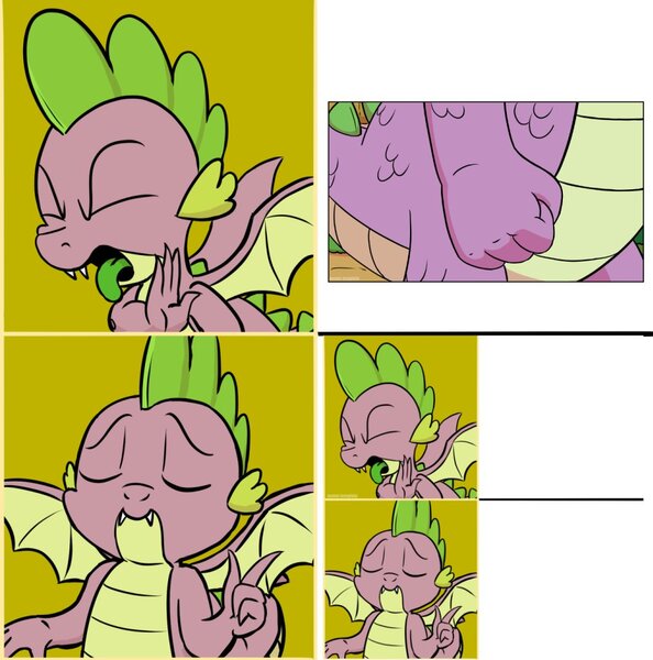 Size: 1013x1024 | Tagged: artist:pony-berserker, derpibooru import, drake, exploitable meme, meme, memeception, safe, spike, spike's fist