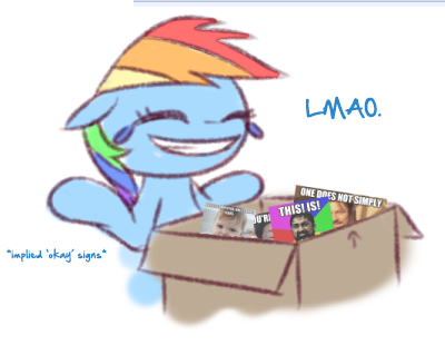 Size: 400x310 | Tagged: safe, artist:raridashdoodles, derpibooru import, edit, rainbow dash, pegasus, pony, 300, advice animal, boromir, box, caption, exploitable meme, eyes closed, female, image macro, impact font, impossibru, king leonidas, lord of the rings, mare, meme, old meme, one does not simply walk into mordor, simple background, smiling, success baby, text, this is sparta, white background, 😂