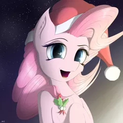 Size: 4000x4000 | Tagged: artist:maneingreen, christmas, derpibooru import, hat, hearth's warming, holiday, pinkie pie, safe, santa hat, solo