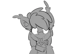 Size: 1280x901 | Tagged: safe, artist:moemneop, derpibooru import, oc, oc:lukida, unofficial characters only, bat pony, grayscale, hearth's warming eve, looking at you, monochrome, present, simple background, sketch, solo, transparent background