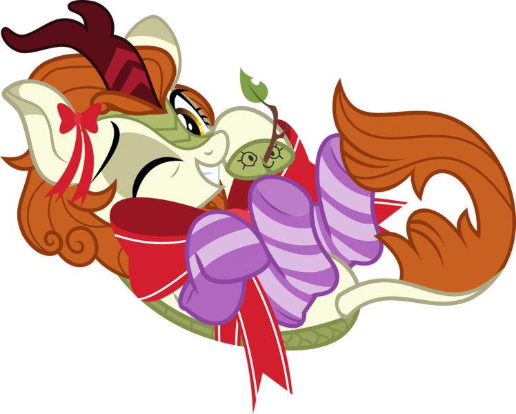 Size: 5523x4428 | Tagged: absurd resolution, artist:jhayarr23, autumn blaze, autumn blaze's puppet, awwtumn blaze, bow, clothes, cute, derpibooru import, female, kirin, looking at you, one eye closed, safe, simple background, smiling, socks, solo, sounds of silence, striped socks, transparent background, vector, wink