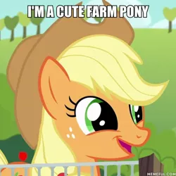 Size: 600x600 | Tagged: safe, derpibooru import, edit, edited screencap, screencap, applejack, earth pony, pony, applejack's "day" off, captain obvious, caption, cute, element of honesty, female, freckles, image macro, jackabetes, mare, open mouth, silly, silly pony, smiling, text, truth, who's a silly pony