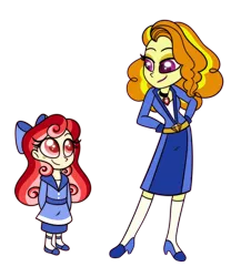 Size: 1000x1200 | Tagged: safe, artist:carouselunique, derpibooru import, adagio dazzle, oc, oc:victory belle, comic:aria's archives, equestria girls, 1920s, female, hand on hip, matching outfits, mother and child, mother and daughter, parent:adagio dazzle, simple background, transparent background