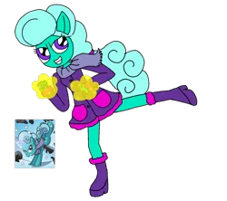 Size: 1218x1080 | Tagged: safe, artist:徐詩珮, derpibooru import, idw, glitter drops, equestria girls, nightmare knights, spoiler:comic, spoiler:comicnightmareknights02, boots, clothes, equestria girls interpretation, equestria girls-ified, glowing hands, kicking, magic, ponied up, scarf, scene interpretation, shoes, simple background, transparent background