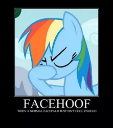 Size: 452x512 | Tagged: cropped, derpibooru import, edit, edited screencap, exploitable meme, facehoof, meme, motivational poster, old meme, op is a slowpoke, rainbow dash, rainbow dash is not amused, safe, screencap, solo, sonic rainboom (episode), text, unamused