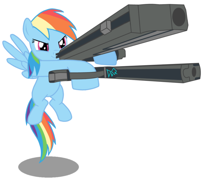 Size: 953x838 | Tagged: artist:drumblastingquilava, dante (devil may cry), derpibooru import, devil may cry, dual wield, gun, gunslinger, rainbow dash, safe, weapon