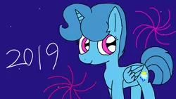 Size: 1920x1080 | Tagged: safe, artist:徐詩珮, derpibooru import, spring rain, pony, 2019, cute, female, happy new year 2019, night, springbetes