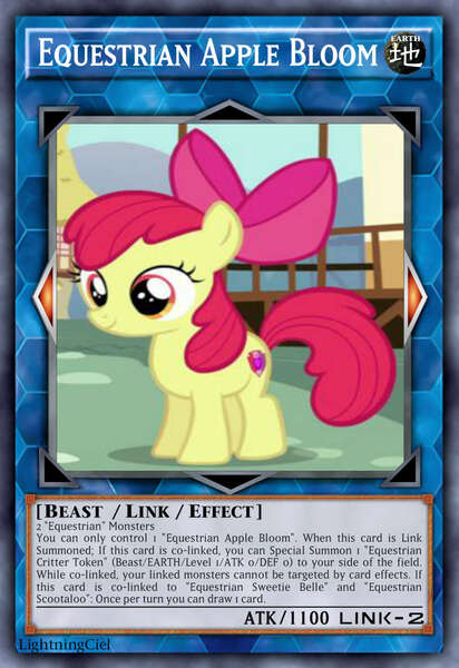 Size: 813x1185 | Tagged: safe, artist:lightningciel, derpibooru import, apple bloom, earth pony, pony, card, female, filly, yu-gi-oh!, yugioh card