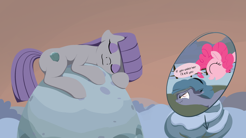 Size: 1920x1080 | Tagged: safe, artist:foal, derpibooru import, limestone pie, maud pie, pinkie pie, earth pony, pony, cute, death threat, holder's boulder, maudabetes, secret santa, sleeping, snow, this will end in death, this will not end well, threat, winter