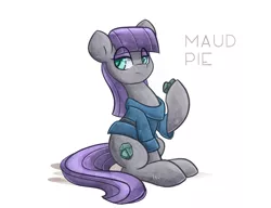 Size: 800x615 | Tagged: safe, artist:azimooth, derpibooru import, boulder (pet), maud pie, earth pony, pony, eye clipping through hair, female, mare, simple background, sitting, solo, white background