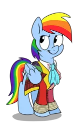 Size: 448x700 | Tagged: 20% cooler, artist:jaybugjimmies, artist:spainfischer, clothes, cosplay, costume, derpibooru import, doctor who, doctor whooves, rainbow dash, rainbow dash always dresses in style, safe, sixth doctor, time turner