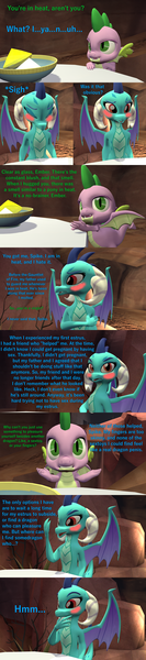 Size: 1920x8640 | Tagged: 3d, artist:papadragon69, backstory, blushing, bowl, cave, comic, comic:spike's cyosa, cyoa, derpibooru import, dragon, emberspike, estrus, female, gem, male, princess ember, questionable, shipping, source filmmaker, spike, straight, table, vulgar, winged spike