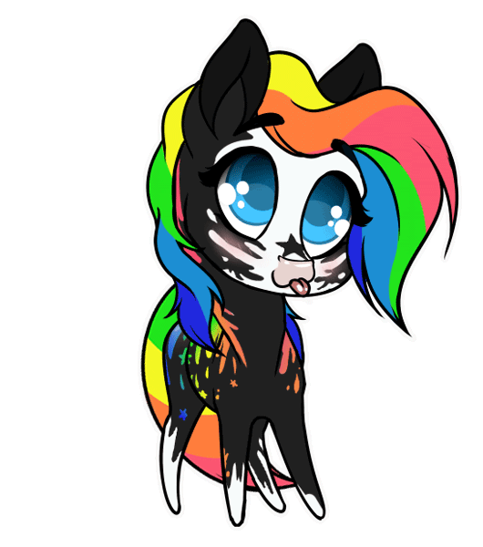 2021856 - source needed, safe, artist:karzii, derpibooru import, :p,  animated, gif, looking up, multicolored hair, rainbow hair, simple  background, socks (coat marking), tail wag, tongue out, transparent  background - Twibooru