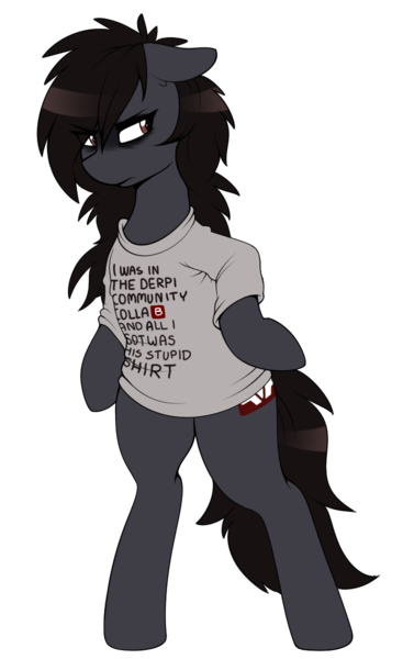 Size: 754x1200 | Tagged: safe, artist:replica, derpibooru import, oc, oc:replica, unofficial characters only, earth pony, pony, 2019 community collab, derpibooru community collaboration, bags under eyes, bipedal, female, simple background, solo, transparent background, 🅱