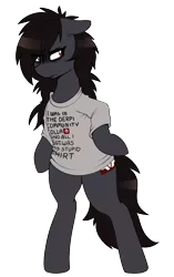 Size: 754x1200 | Tagged: safe, artist:replica, derpibooru import, oc, oc:replica, unofficial characters only, earth pony, pony, 2019 community collab, derpibooru community collaboration, 🅱, bags under eyes, bipedal, female, simple background, solo, transparent background