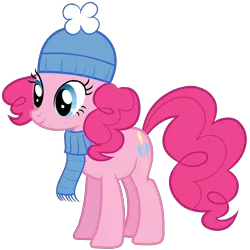 Size: 2300x2300 | Tagged: christmas, clothes, derpibooru import, hat, hearth's warming eve, holiday, pinkie pie, safe, scarf, simple background, solo, transparent background, vector