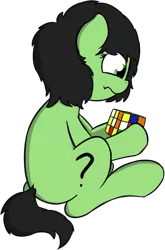 Size: 322x487 | Tagged: safe, artist:czaroslaw, derpibooru import, oc, oc:anonfilly, unofficial characters only, pony, female, filly, rubik's cube, simple background, solo, transparent background