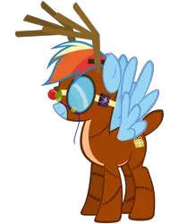 Size: 2000x2500 | Tagged: artist:misteraibo, christmas, clothes, costume, deer, derpibooru import, hearth's warming eve, holiday, rainbow dash, reindeer, rudolph dash, safe, simple background, transparent background, vector