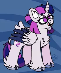 Size: 800x956 | Tagged: safe, artist:sandwichbuns, derpibooru import, twilight sparkle, twilight sparkle (alicorn), alicorn, pony, alternate design, facial hair, glasses, goatee, solo, two toned wings, wings