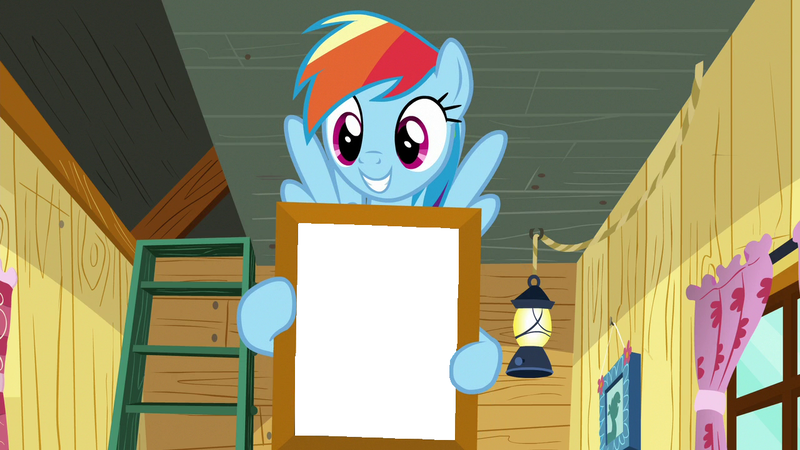 Size: 1280x720 | Tagged: safe, derpibooru import, edit, edited screencap, editor:nightshadowmlp, screencap, rainbow dash, pegasus, pony, the washouts (episode), clubhouse, crusaders clubhouse, curtain, exploitable meme, female, flying, ladder, lantern, mare, meme, rainbow dash's poster, smiling, template, window