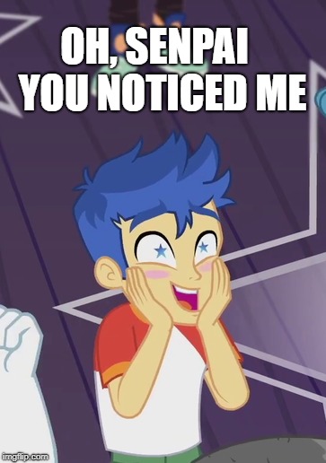 Size: 363x516 | Tagged: safe, derpibooru import, edit, edited screencap, screencap, flash sentry, equestria girls, equestria girls series, spring breakdown, spoiler:eqg series (season 2), blushing, caption, image macro, meme, starry eyes, text, wingding eyes