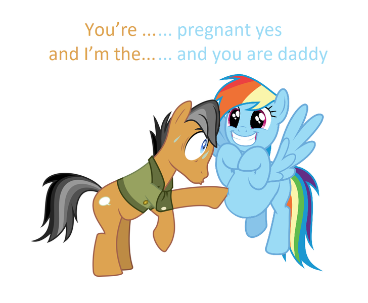 Size: 1182x974 | Tagged: safe, derpibooru import, edit, editor:proto29, quibble pants, rainbow dash, pony, female, male, pregnant, quibbledash, shipping, straight, you're the father