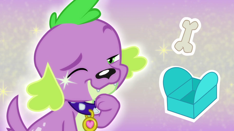 Size: 1920x1080 | Tagged: safe, derpibooru import, screencap, spike, spike the regular dog, dog, equestria girls, equestria girls series, reboxing with spike!, spoiler:eqg series (season 2), collar, cute, emoji, fangs, male, one eye closed, paws, spikabetes, wink