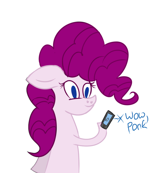 Size: 948x1008 | Tagged: safe, artist:wonderschwifty, derpibooru import, pinkie pie, pony, meme, phone, ponk, wow! glimmer