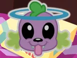 Size: 960x720 | Tagged: safe, derpibooru import, screencap, spike, spike the regular dog, dog, equestria girls, equestria girls series, reboxing with spike!, spoiler:eqg series (season 2), black sclera, cute, emoji, halo, spikabetes, tongue out