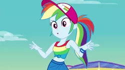 Size: 1920x1080 | Tagged: safe, derpibooru import, screencap, rainbow dash, equestria girls, equestria girls series, spring breakdown, spoiler:eqg series (season 2), clothes, cute, dashabetes, midriff, ponytail, sleeveless, solo, tanktop