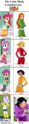 Size: 678x2849 | Tagged: safe, artist:jake555555555, derpibooru import, apple bloom, diamond tiara, scootaloo, sweetie belle, equestria girls, alex (totally spies), clover (totally spies), cutie mark crusaders, mandy (totally spies), sam (totally spies), totally spies