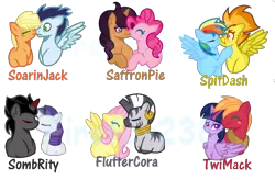 Size: 1124x736 | Tagged: alicorn, applejack, artist:firefox238, big macintosh, crack shipping, derpibooru import, female, fluttershy, king sombra, lesbian, male, pinkie pie, rainbow dash, rarity, safe, saffron masala, saffronpie, shipping, shycora, simple background, soarin', soarinjack, sombrarity, spitdash, spitfire, straight, transparent background, twilight sparkle, twilight sparkle (alicorn), twimac, zecora