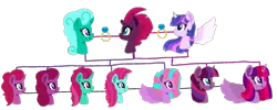 Size: 1839x735 | Tagged: safe, artist:徐詩珮, derpibooru import, fizzlepop berrytwist, glitter drops, tempest shadow, twilight sparkle, twilight sparkle (alicorn), oc, alicorn, pony, unicorn, alicorn oc, broken horn, family, family tree, female, glittershadow, half-siblings, horn, jewelry, lesbian, magical lesbian spawn, next generation, offspring, parent:glitter drops, parent:tempest shadow, parent:twilight sparkle, parents:glittershadow, parents:tempestlight, polyamory, ring, shipping, siblings, simple background, sisters, tempestlight, transparent background, wings