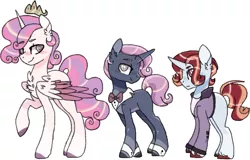 Size: 1802x1156 | Tagged: safe, artist:jxst-alexa, derpibooru import, oc, oc:décontracté lumière, oc:folded suede, unofficial characters only, alicorn, pony, unicorn, clothes, male, simple background, stallion, white background