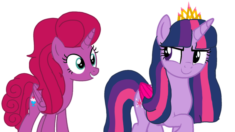 Size: 1920x1080 | Tagged: safe, artist:徐詩珮, derpibooru import, twilight sparkle, twilight sparkle (alicorn), oc, oc:betty pop, alicorn, pony, alicorn oc, aunt and niece, auntie twilight, crown, daughter, female, horn, jewelry, magical lesbian spawn, mare, next generation, offspring, older, older twilight, parent:glitter drops, parent:tempest shadow, parents:glittershadow, regalia, simple background, transparent background, wings