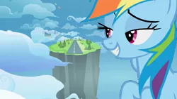 Size: 1269x714 | Tagged: safe, artist:hereward, derpibooru import, edit, vector edit, rainbow dash, soarin', spitfire, pony, wonderbolts academy, 1000 hours in ms paint, female, giant pony, giantess, macro, vector, wonderbolts