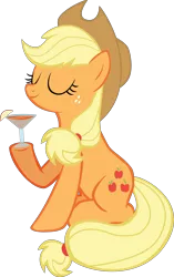 Size: 7802x12393 | Tagged: safe, artist:mrkat7214, derpibooru import, applejack, pony, absurd resolution, applejack (drink), glass, simple background, sitting, solo, transparent background, vector